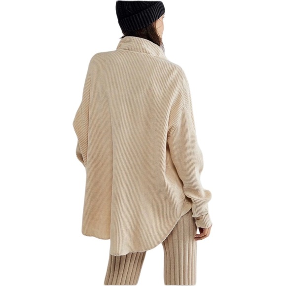Bagatelle Collection Beige Sand Scout Waffle Knit Long Sleeve Button Down Small - Picture 2 of 14